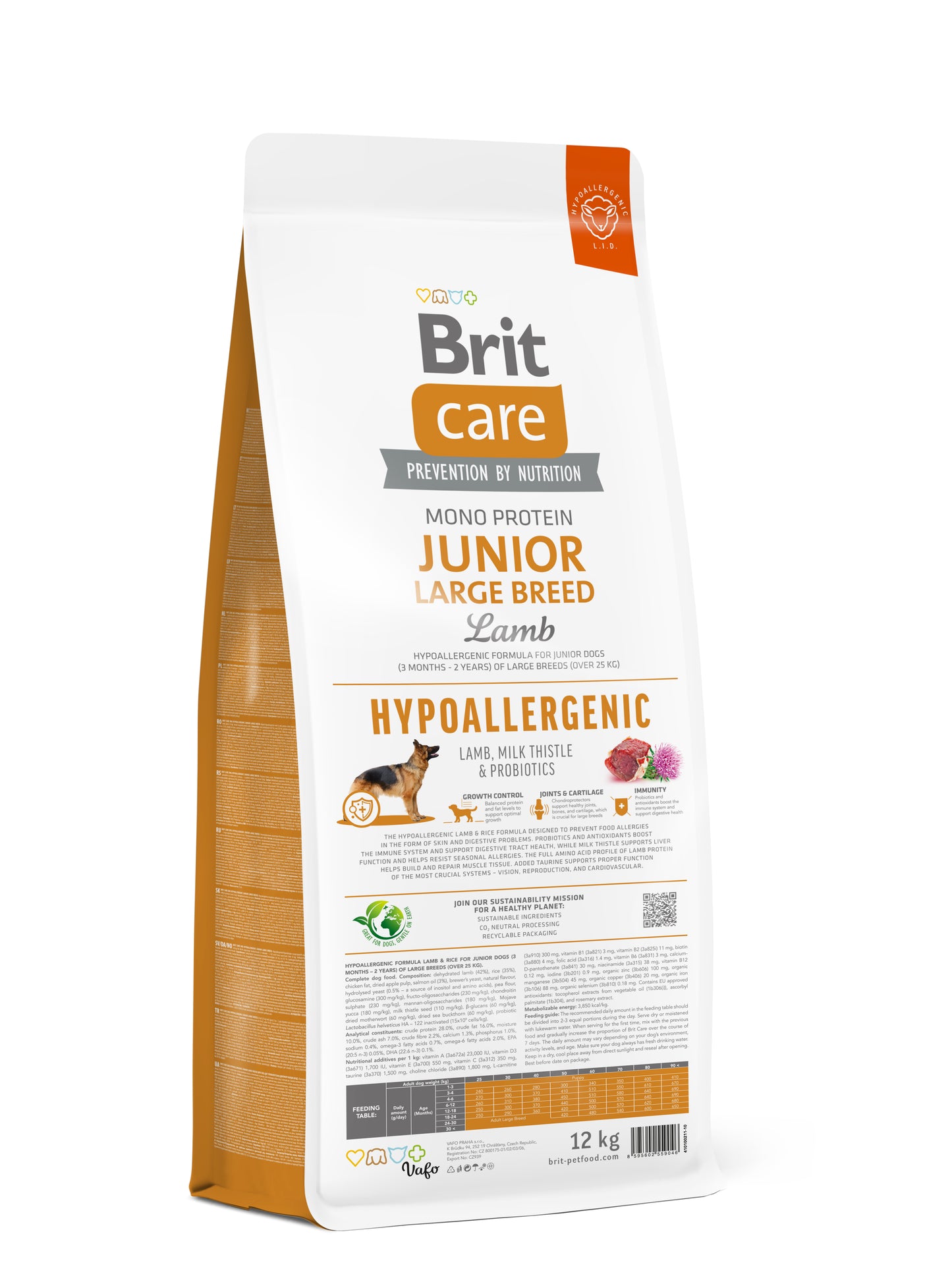 DOG HYPOALLERGENIC JUNIOR LARGE BREED LAMB 12KG