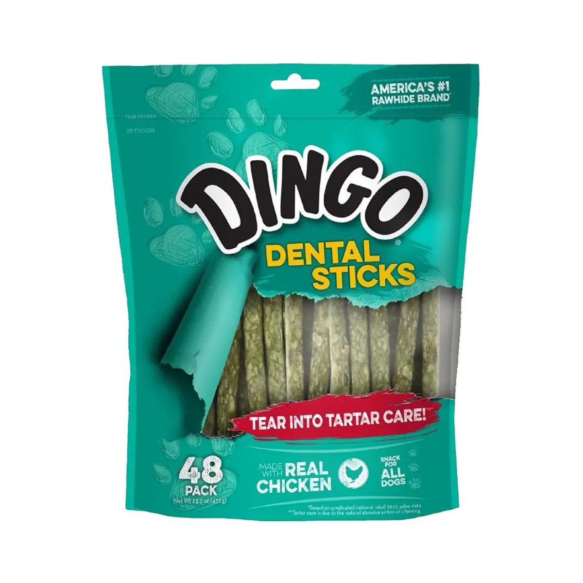 Dingo Dental Sticks, palitos masticables para perros con fórmula especial para limpiar dientes y fortalecer encías (90 g, 10 unidades)