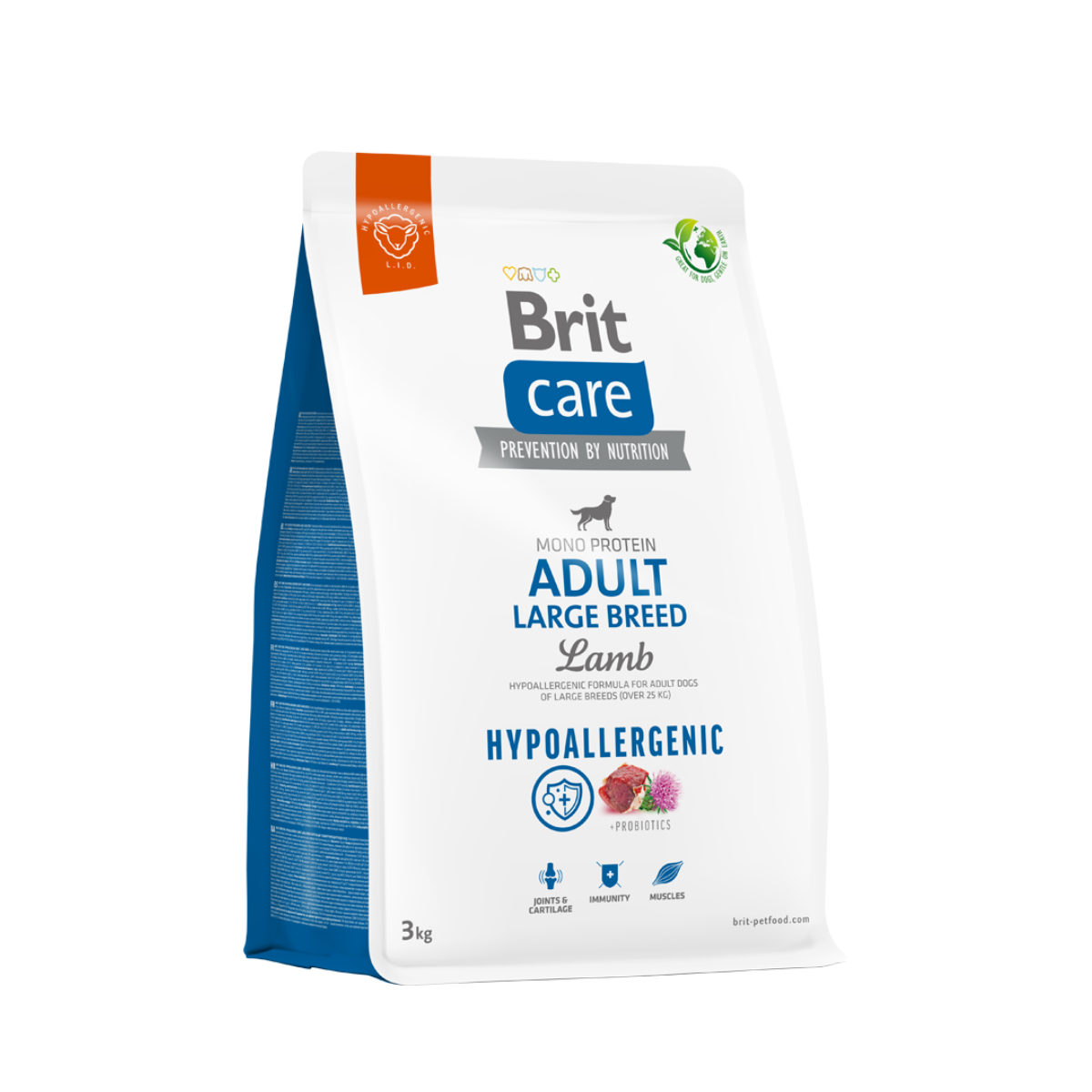 Alimento hipoalergénico para perros adultos de razas grandes, receta con cordero para una digestión saludable y nutrición completa (3 kg)