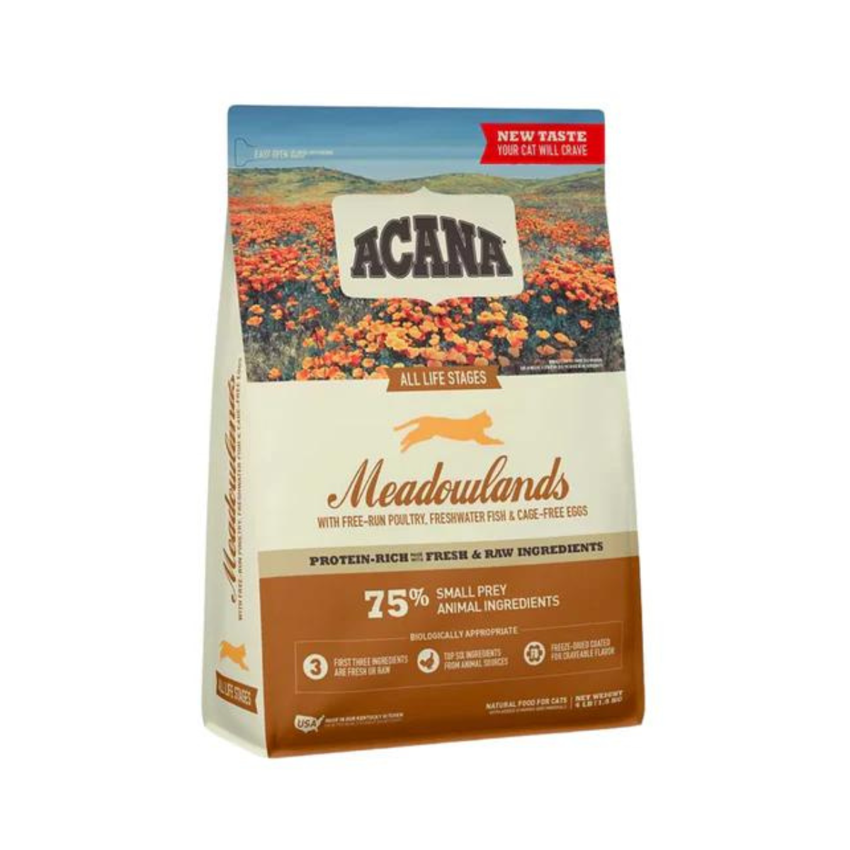 Alimento Acana Meadowland para gatos, receta premium con carnes frescas y sin cereales para una nutrición óptima (1.8 kg)