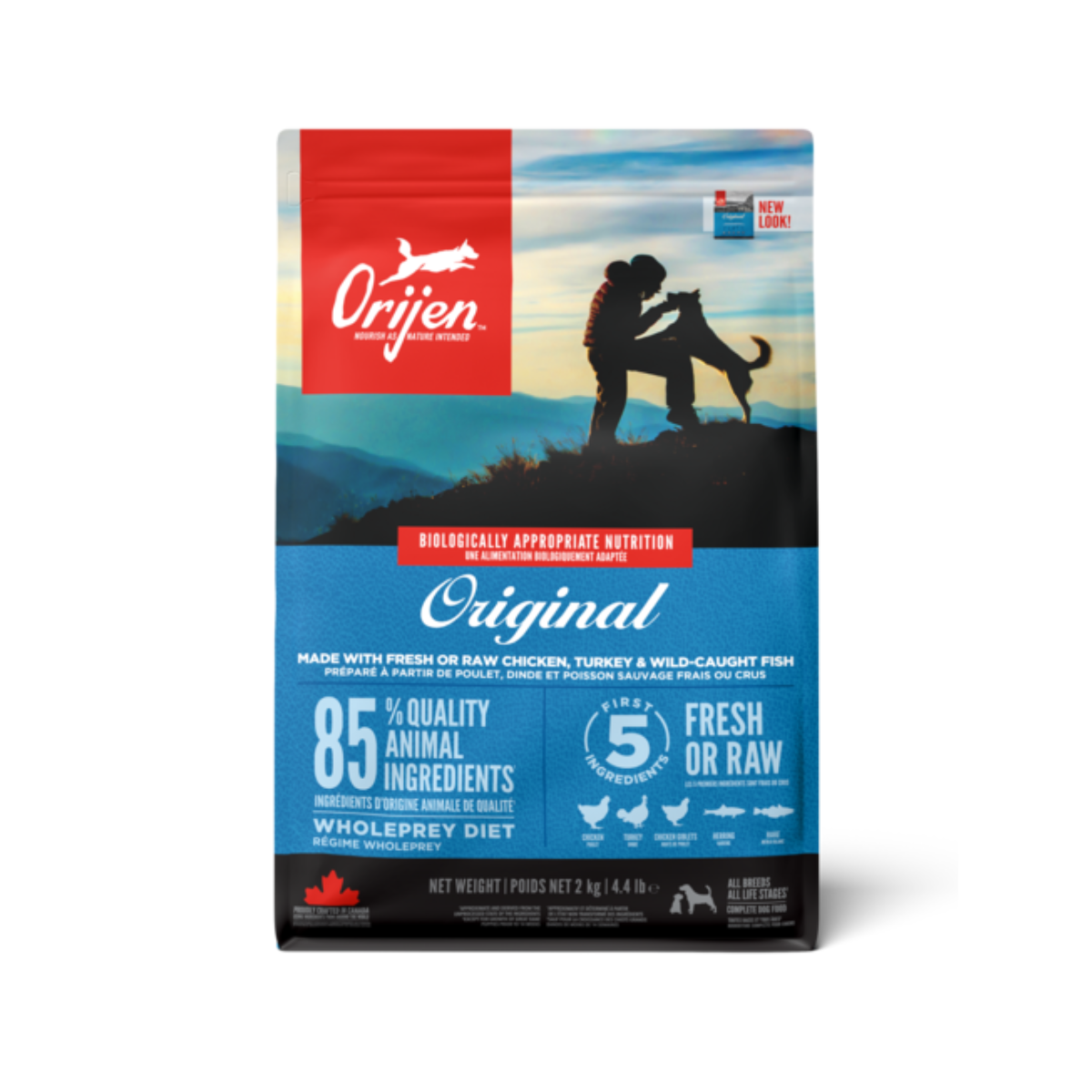 Alimento Orijen Original para perros, receta premium con proteínas naturales y sin cereales para una nutrición balanceada (2 kg)