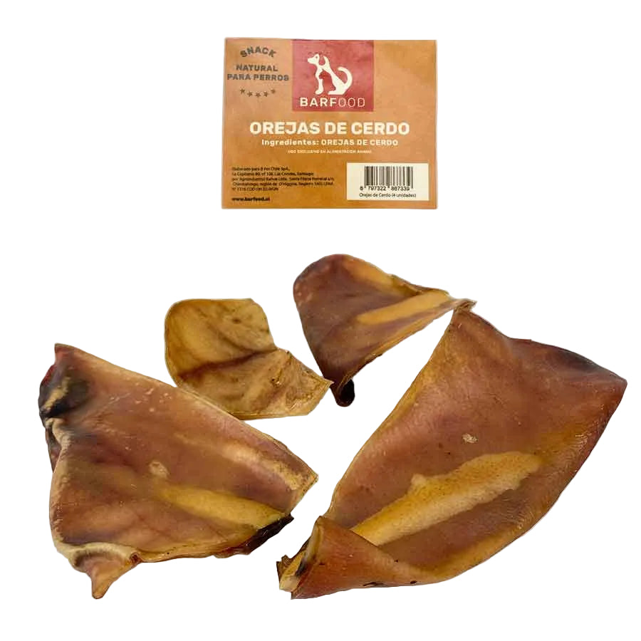 orejas de chancho deshidratadas para perros, alimento o premio natural para perros.