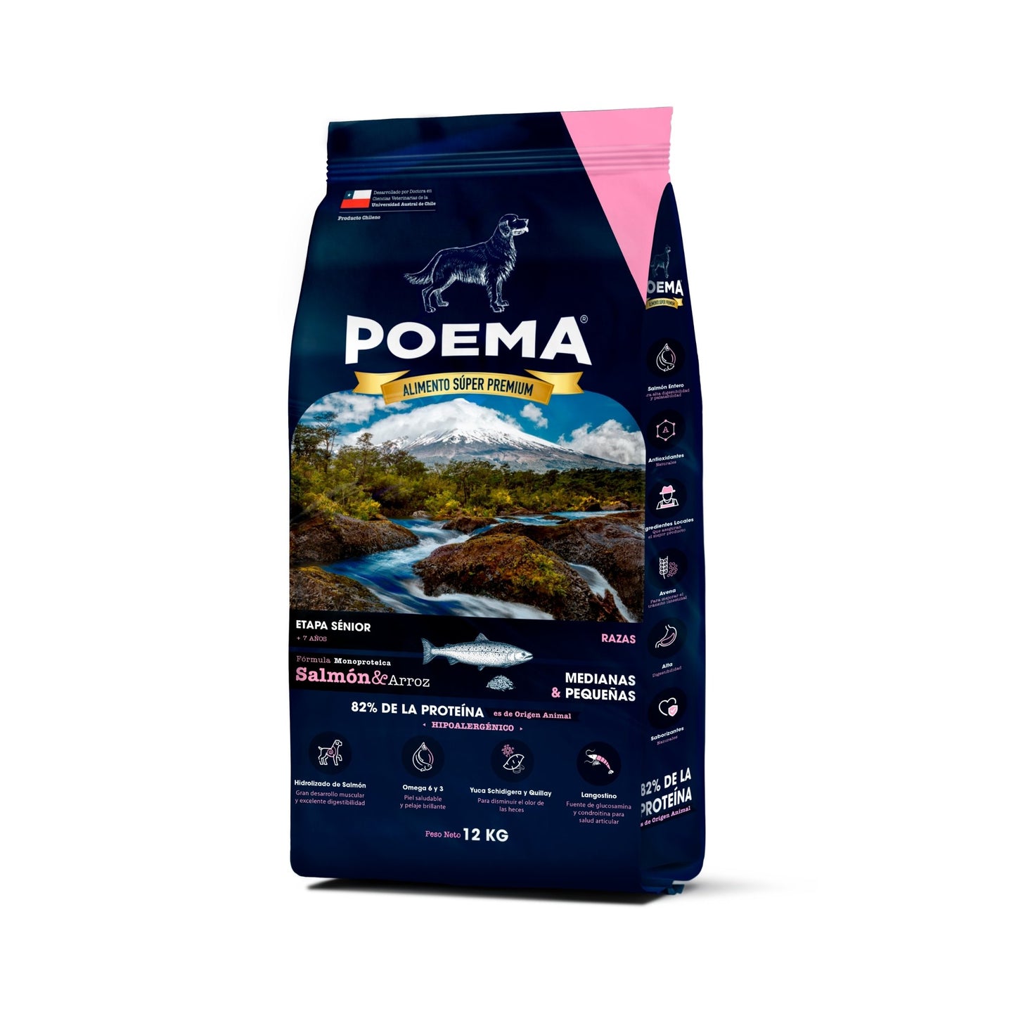 una bolsa de alimento para perros marca chilena poema, alimento super premium en Millapets con delivery gratis