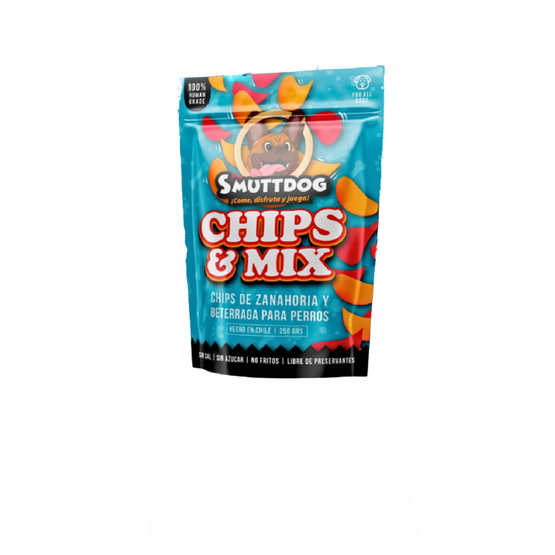 Snack SmuttDog Chips & Mix para perros, bocados crujientes y nutritivos para una recompensa deliciosa