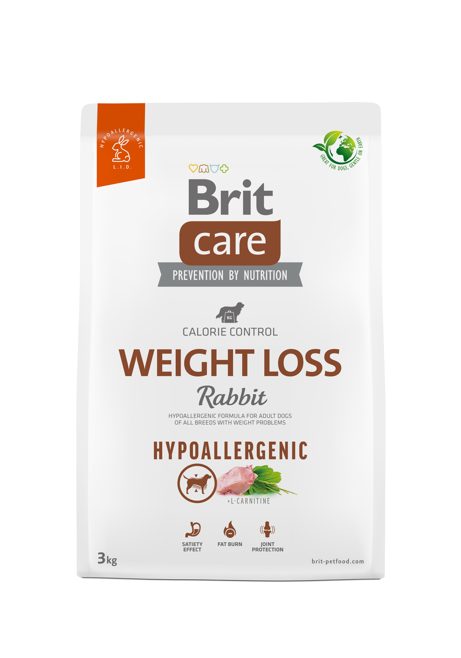 Alimento Brit Care Hypoallergenic Weight Loss para perros, fórmula hipoalergénica especial para control de peso y bienestar digestivo (3 kg)