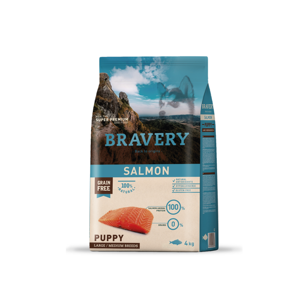 Alimento Bravery hipoalergénico sabor salmón para cachorros, nutrición premium sin cereales para un crecimiento saludable
