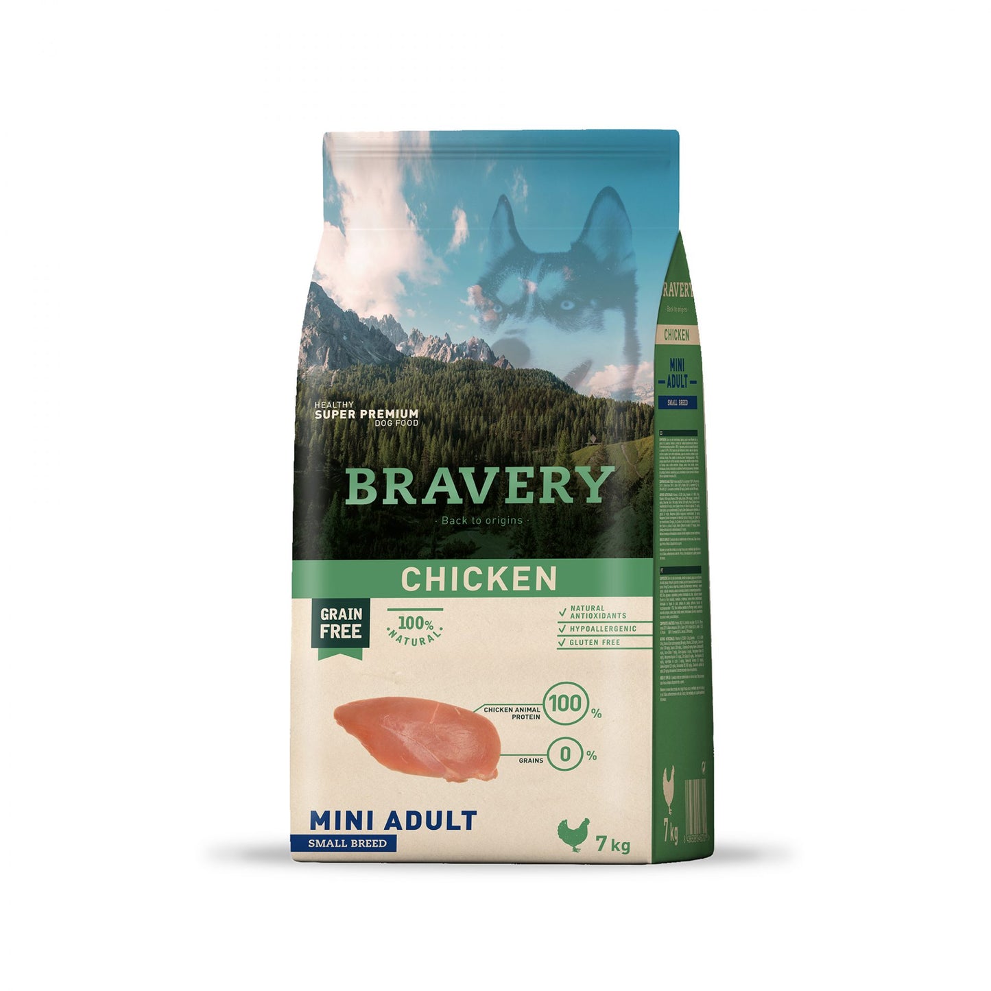 Alimento Bravery hipoalergénico sabor pollo para perros adultos de razas pequeñas, nutrición premium sin cereales