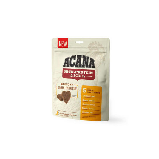 Snack Acana Crunchy con hígado de pollo, bocados crujientes y saludables para perros de razas grandes (255 g)