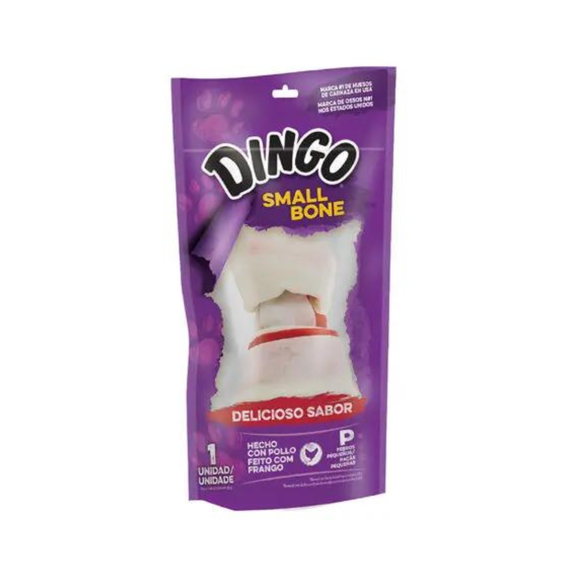 Hueso masticable Dingo Small Bone, con carne de pollo en el centro, ideal para perros pequeños (35 g, 1 unidad)