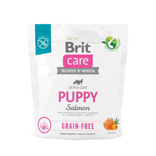Alimento Brit sin granos para cachorros, receta con salmón para un crecimiento saludable y desarrollo óptimo (1 kg)