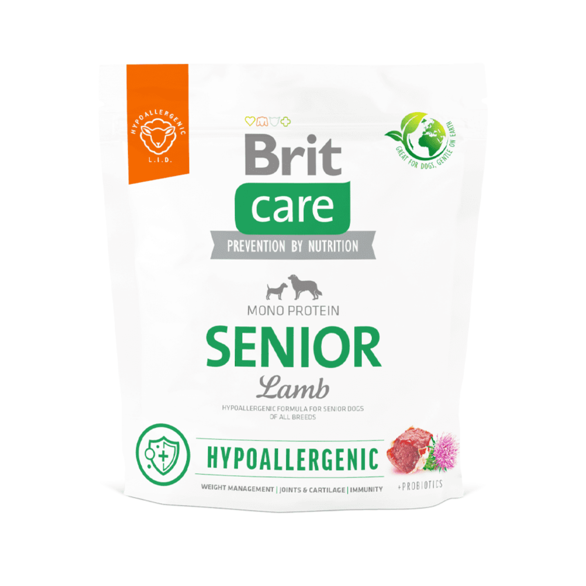 Alimento hipoalergénico para perros senior, receta con cordero para una nutrición equilibrada y salud óptima (1 kg)