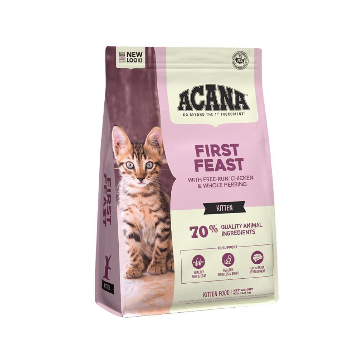 Alimento Acana First Feast para gatitos, receta premium con proteínas naturales y sin cereales para un crecimiento saludable (1.8 kg)