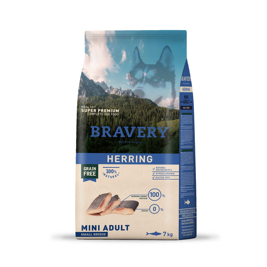 Alimento Bravery Hipoalergénico sabor pescado para perros adultos de razas pequeñas, nutrición premium sin cereales
