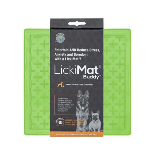 LickiMat Buddy para perros color verde, ideal para promover la alimentación lenta y reducir la ansiedad