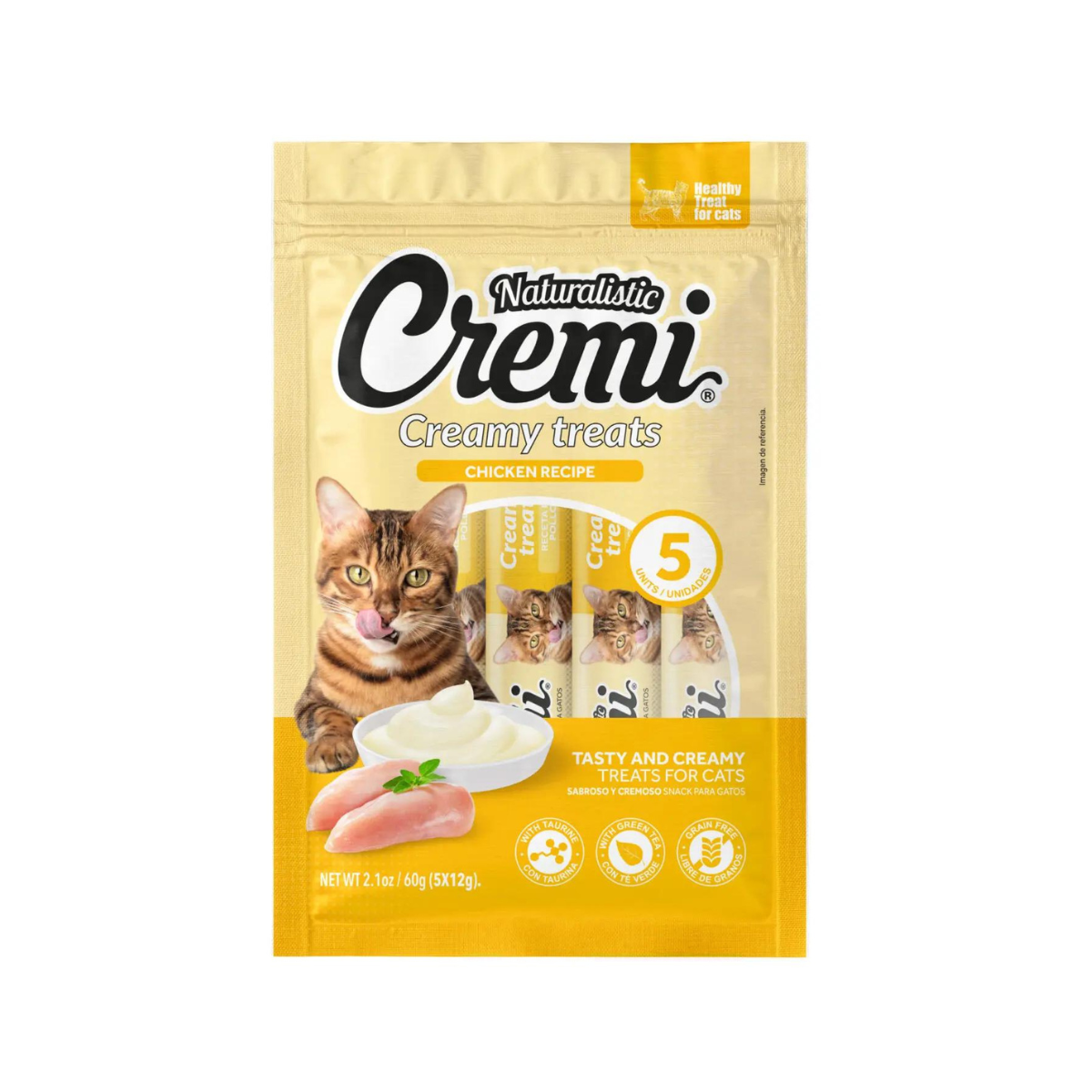 Naturalistic Cremi receta de pollo, snack cremoso para gatos en sachet (5 unidades)
