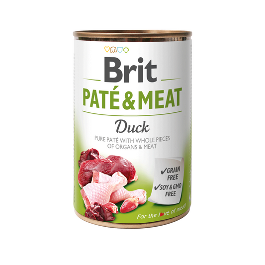 Alimento húmedo Brit Paté Meat para perros, receta con pato, nutritiva y deliciosa para una alimentación equilibrada (400 g)