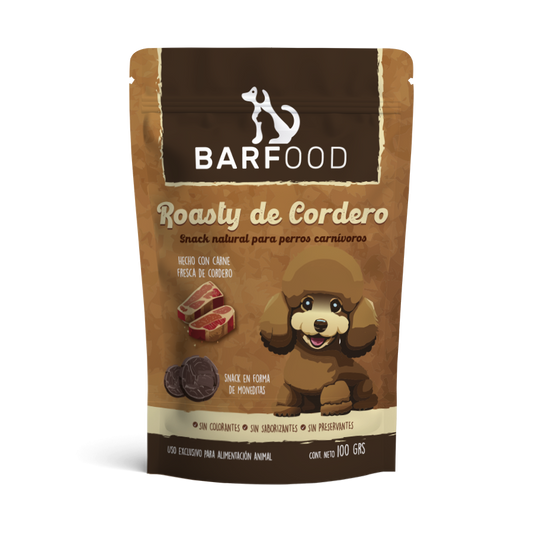 Roasty Cordero 80 g – Snack Natural para Perros
