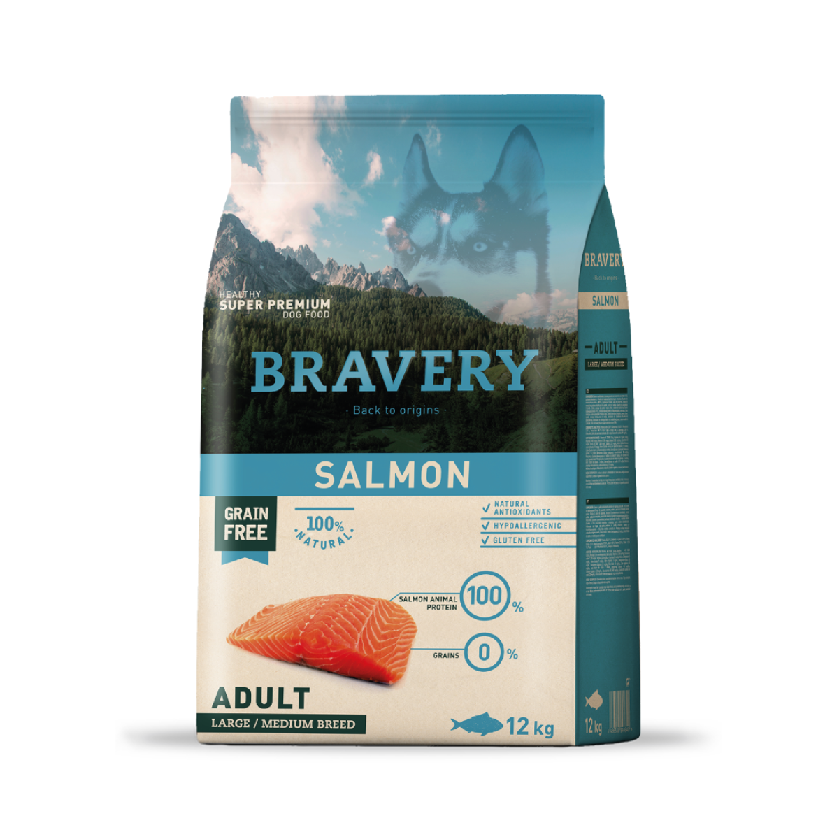 Alimento para perros adultos de razas medianas y grandes, fórmula premium con salmón para una nutrición saludable y piel brillante (12 kg)