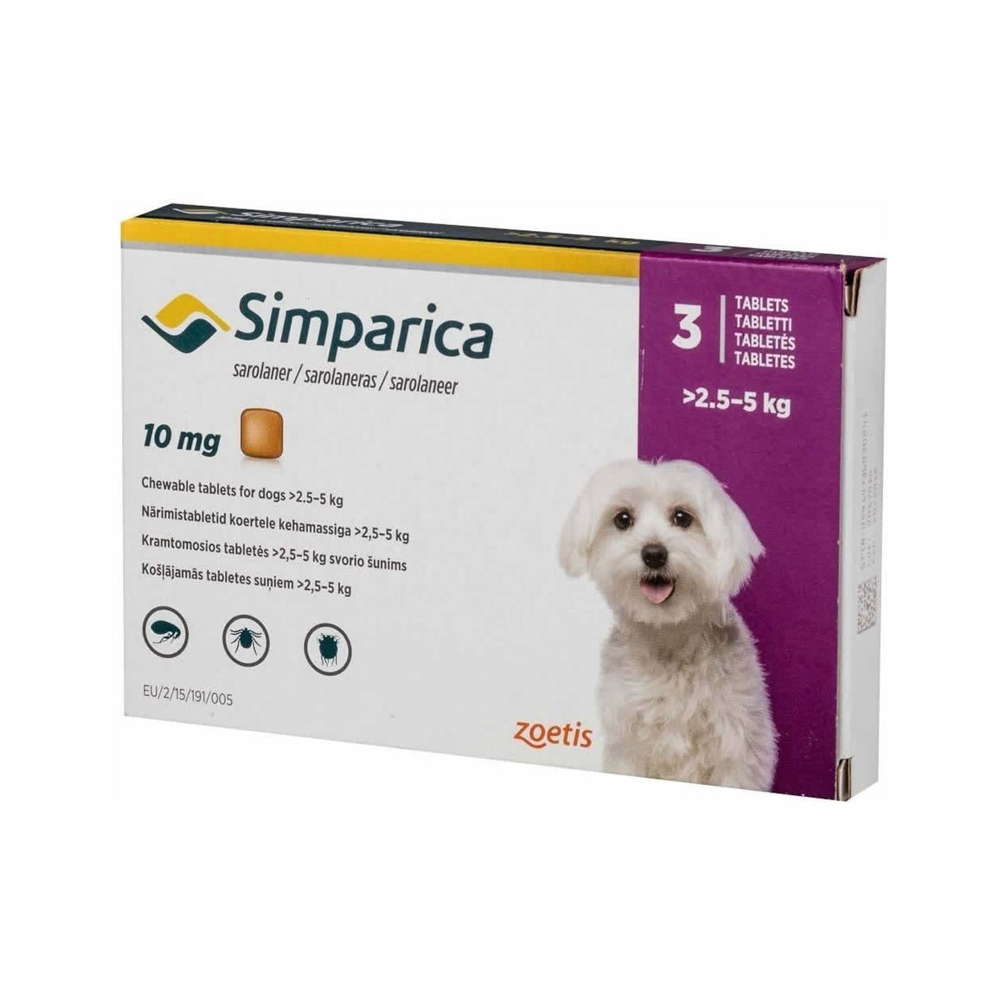 Antiparasitario externo Simparica para perros de 20 a 25 kg, protección segura y efectiva contra pulgas y garrapatas por 35 días (3 comprimidos)