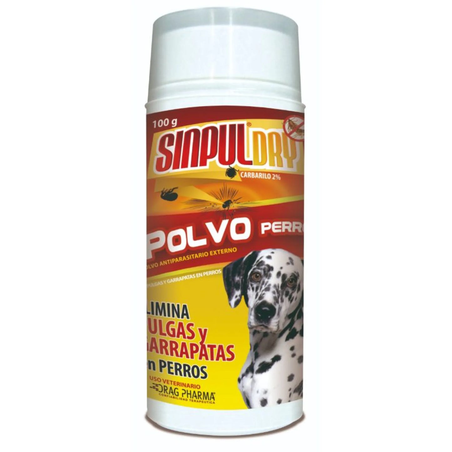 Polvo antiparasitario externo Sinpul Dry, protección efectiva contra pulgas y garrapatas para perros y gatos