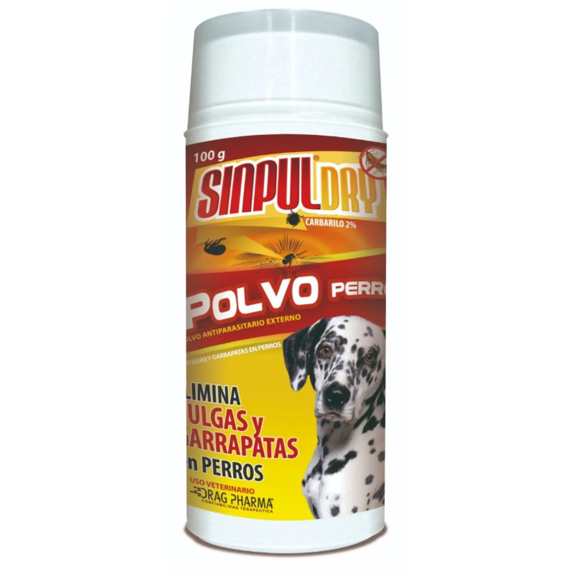 Polvo antiparasitario externo Sinpul Dry, protección efectiva contra pulgas y garrapatas para perros y gatos