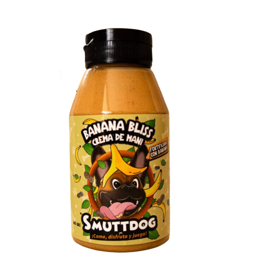 Crema de maní SmuttDog Banana Bliss para perros, snack natural con plátano, ideal para untar y disfrutar